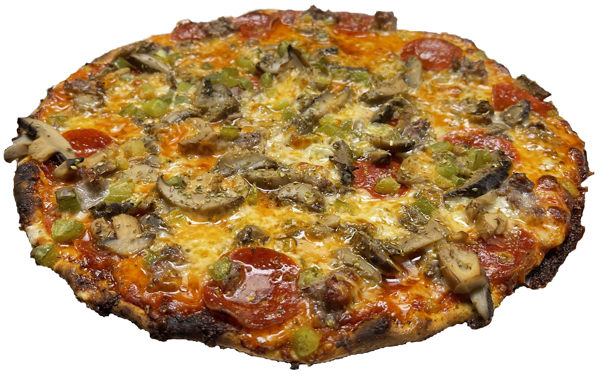 A Fricano's EBA (Pepperoni, Italian Sausage, Mushroom and Green Pepper) Pizza Pie