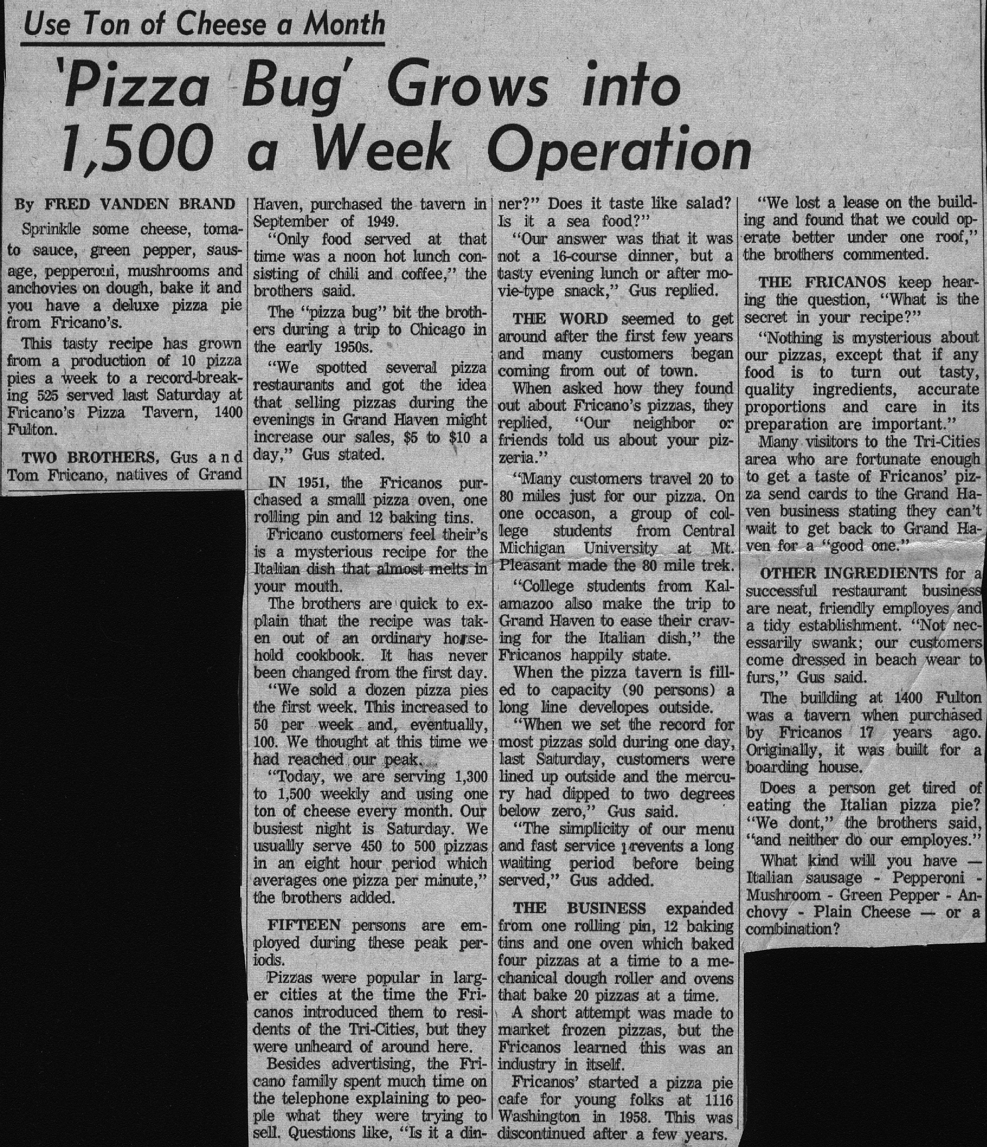 Grand Haven Tribune Article 1960's