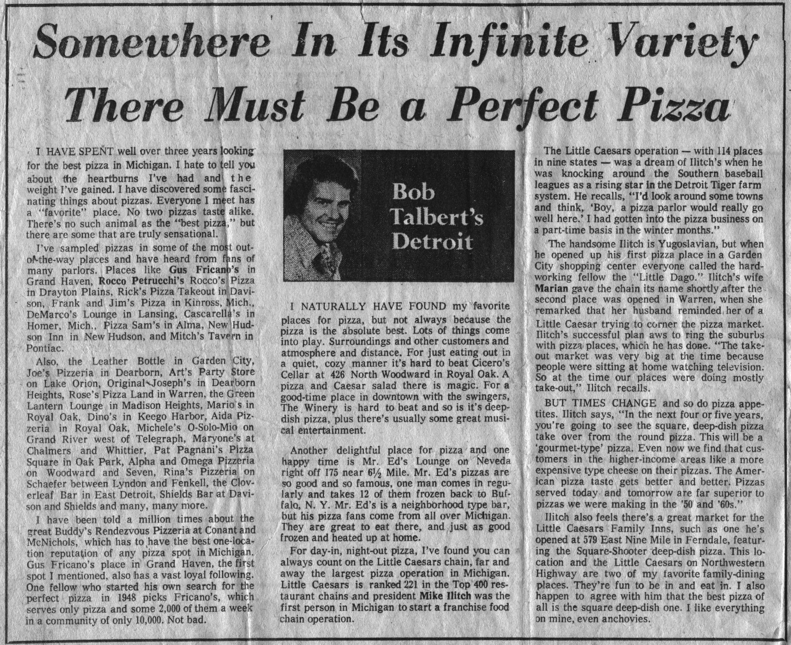 Bob Talbert's Detroit section of the Detroit Free Press in the mid-1960's